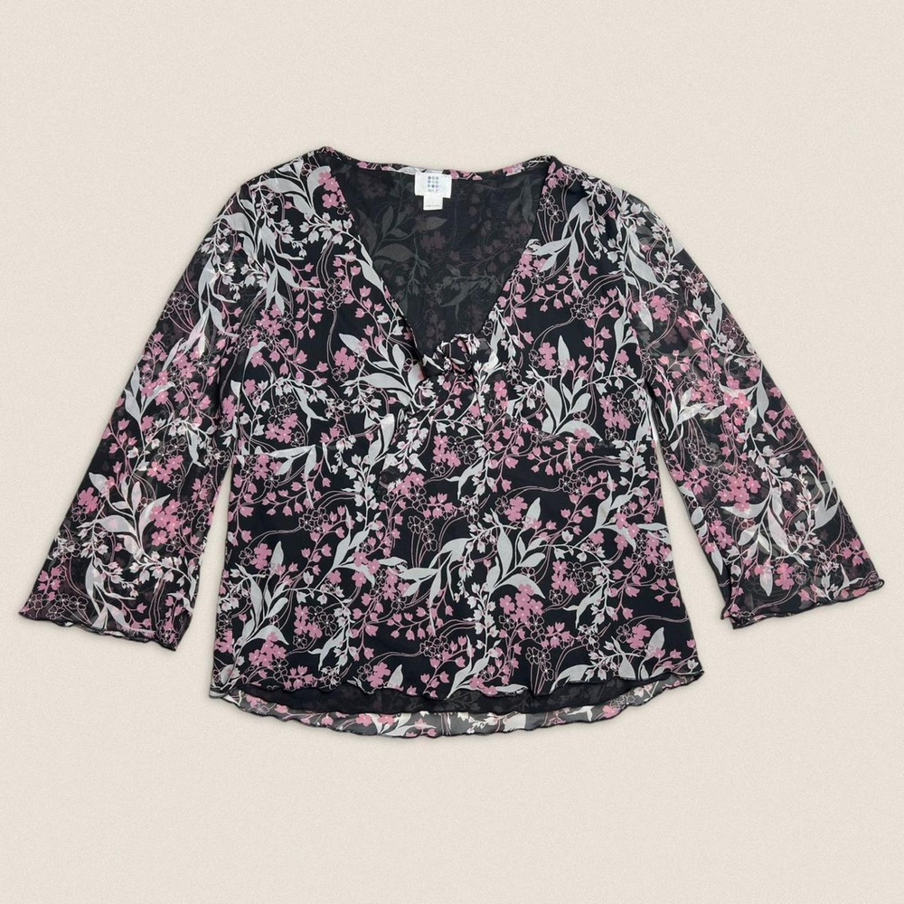 Y2K‎ Floral Long Sleeve Blouse Top | Size Large | Apt. 9 |